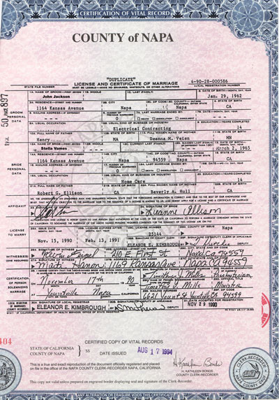 Marriage record example 